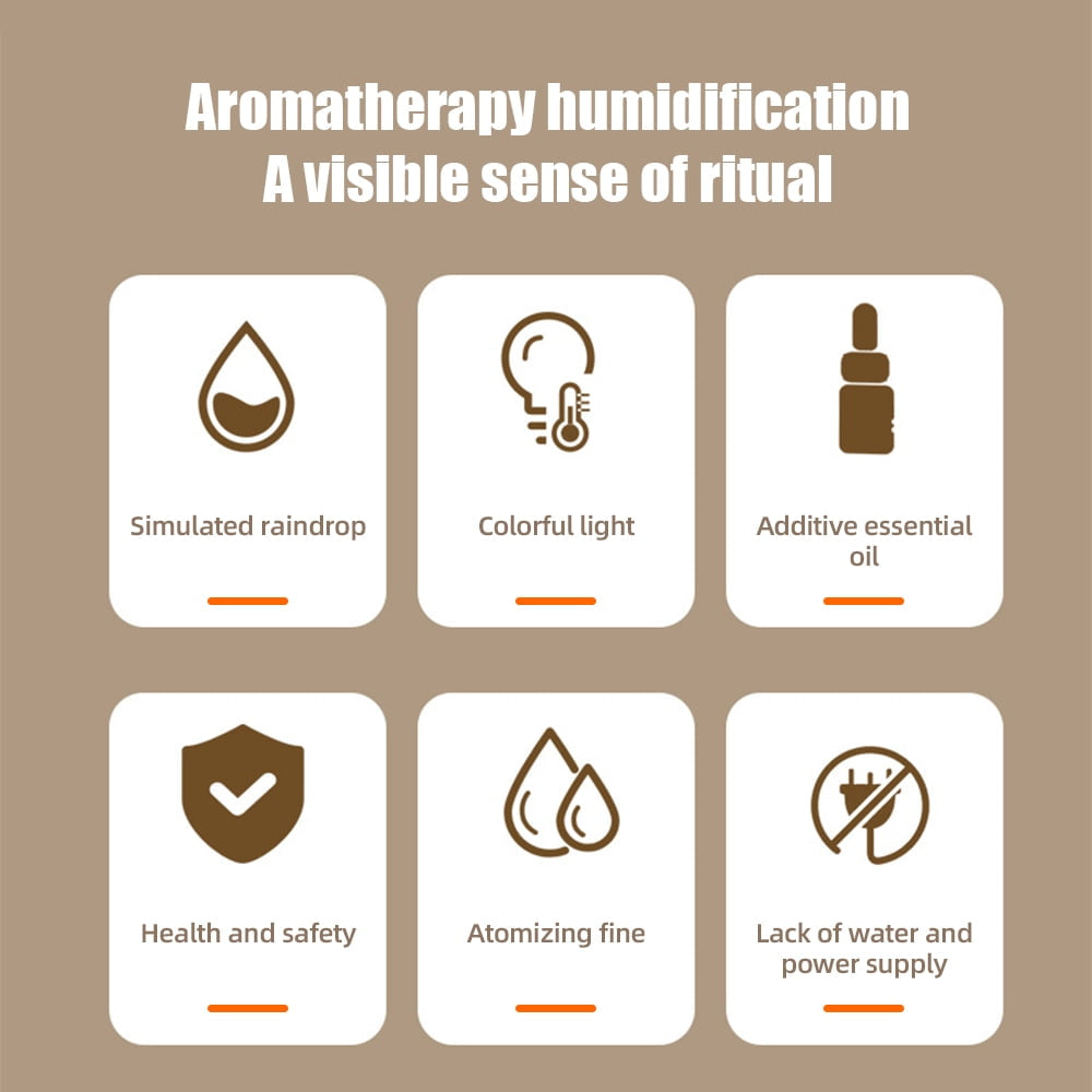 White UFO Rain Humidifier, 7-Color LED Aroma Diffuser + Remote Control