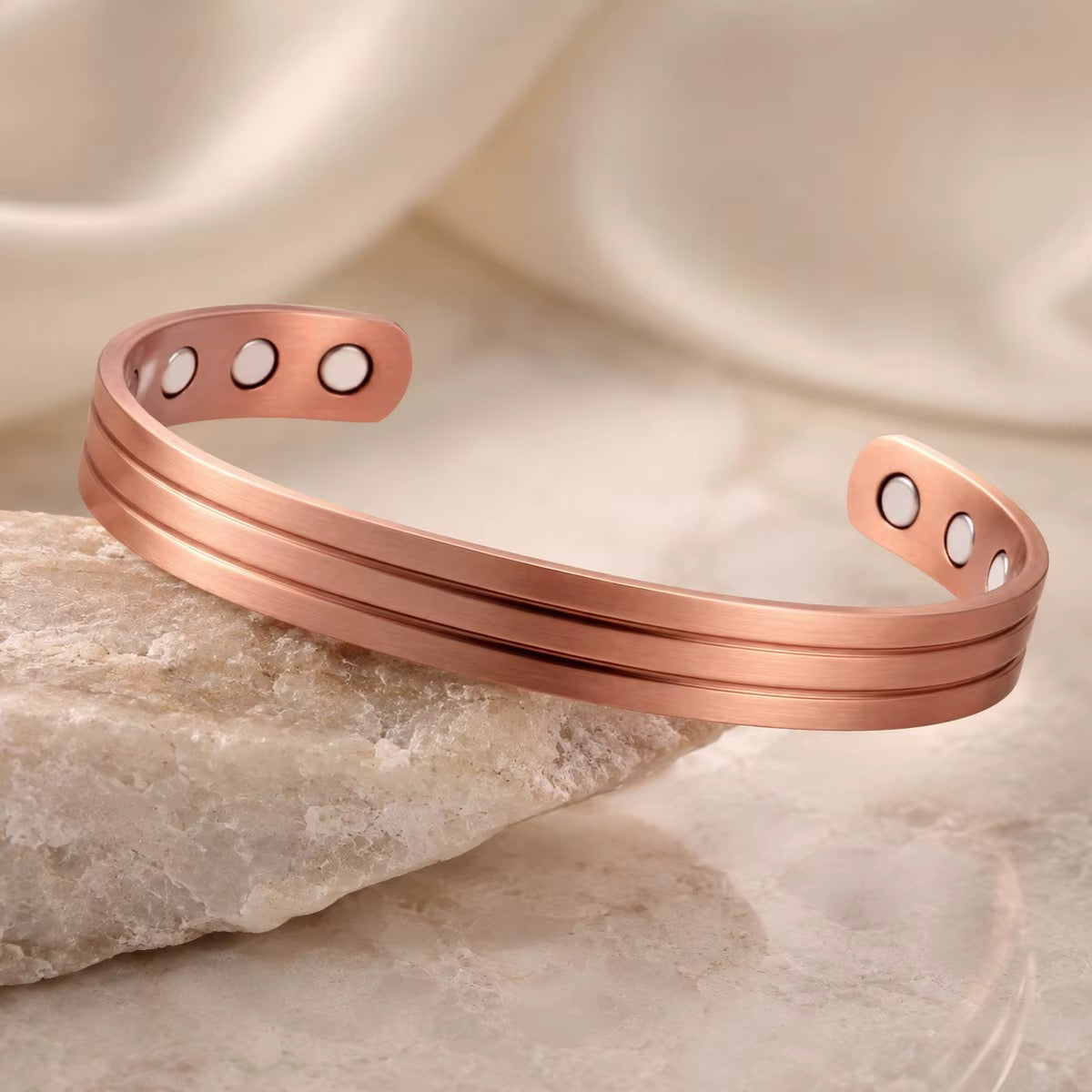 Adjustable Ultra Strength Pure Copper Magnetic Bracelet & Ring Set  (99.99% Copper)