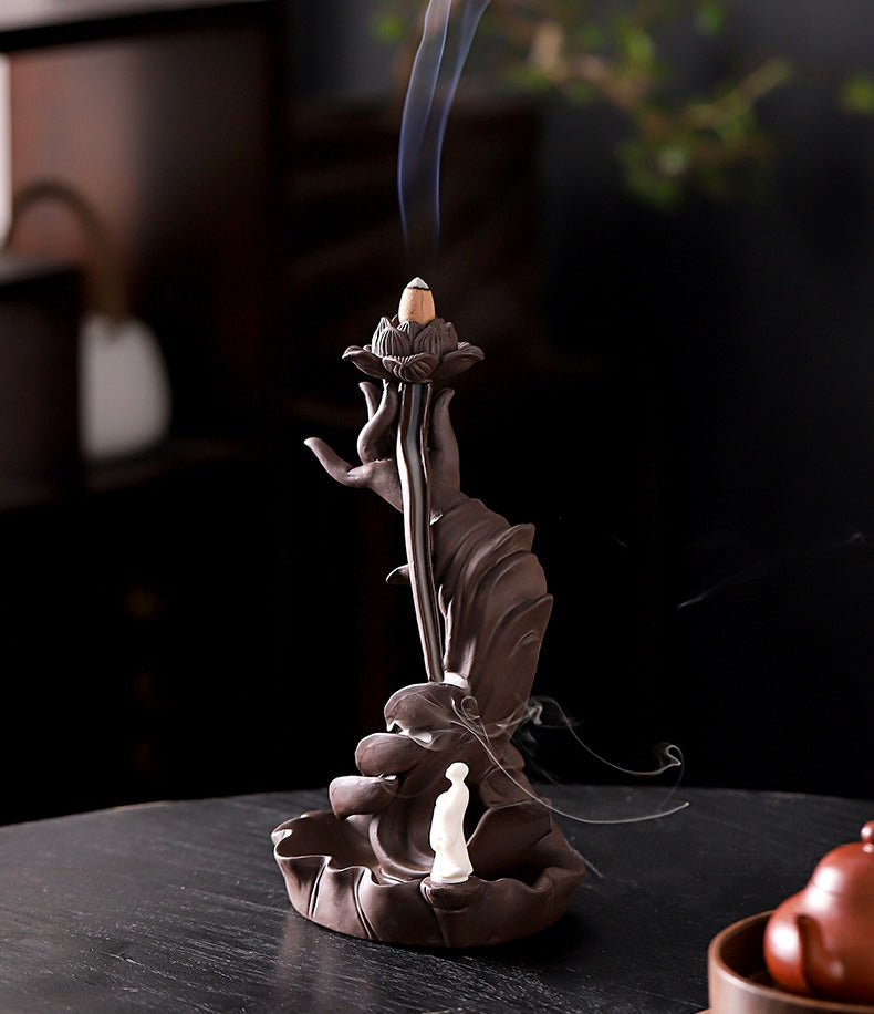 Buddha Incense Holder + 10 Free Back-Flow Incense