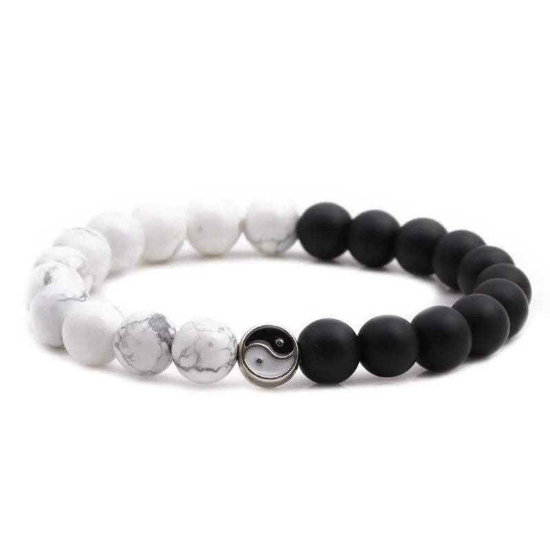 Yin Yang Howlite x Matte Onyx Bracelet