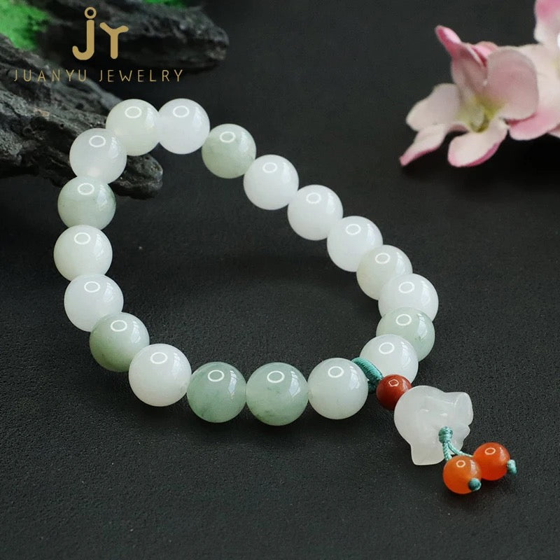 Natural Myanmar Jade Lucky Charm Bracelet (10mm)