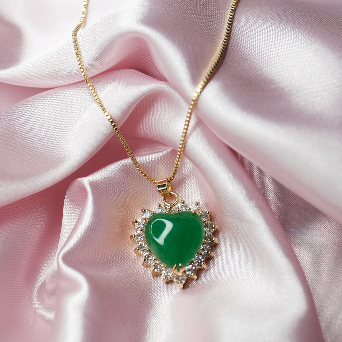 Natural Jade Queen Heart Necklace