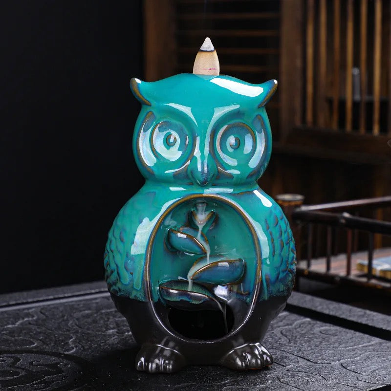 Owl Incense Holder +10 Free Back-Flow Incense