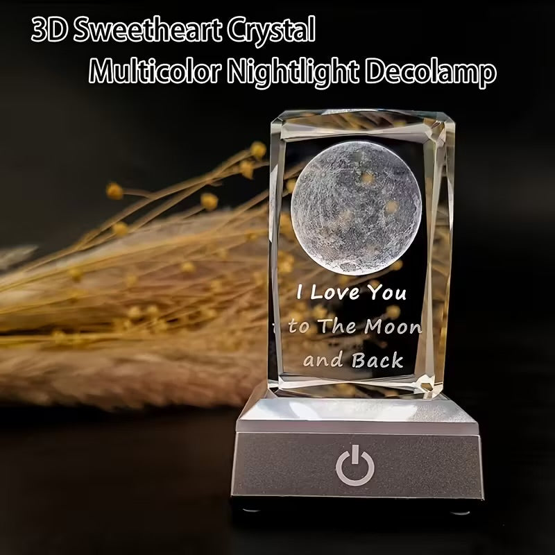 K9 Glass Crystal 3D Laser Engraved Moon Lamp “I love you to the moon and back”