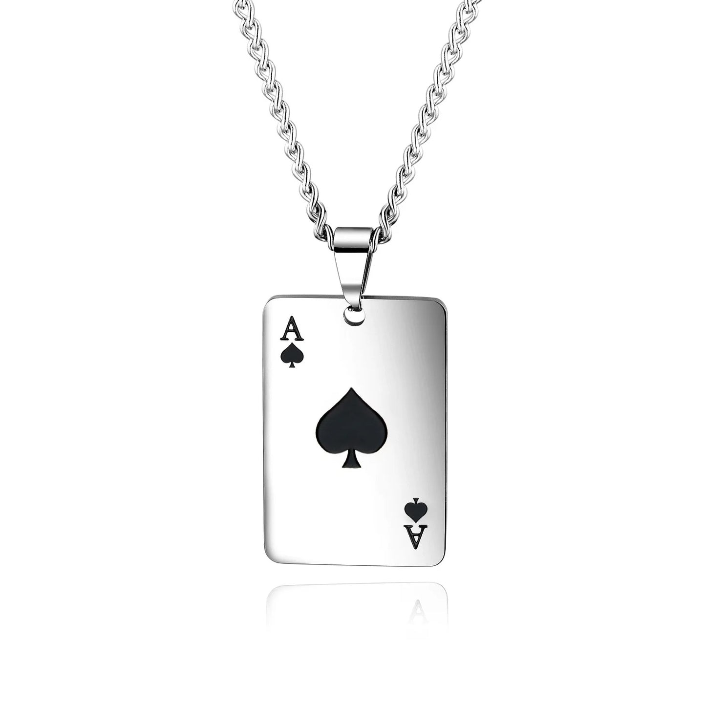 Stainless Steel Ace Of Spades Necklace