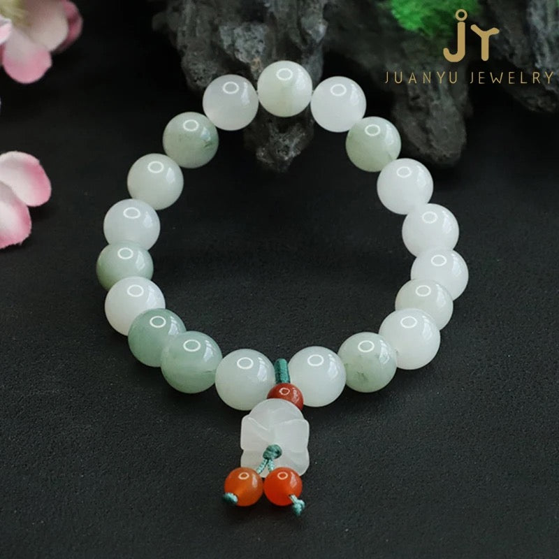 Natural Myanmar Jade Lucky Charm Bracelet (10mm)