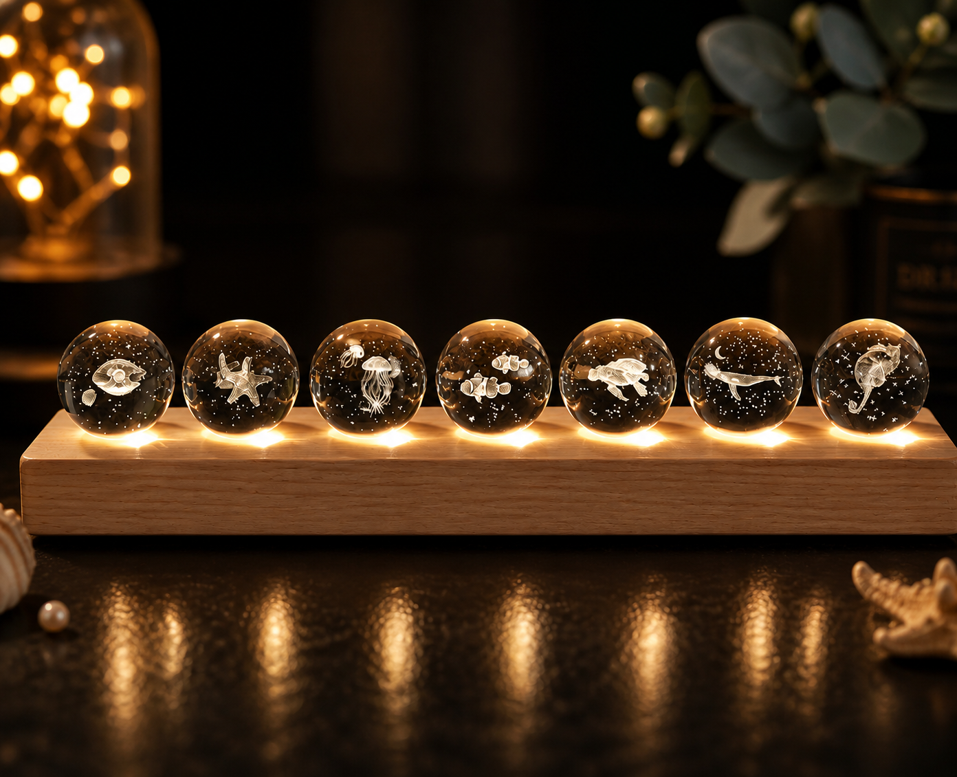 7 Animal Ocean Aura Crystal Sphere RGB Lamp