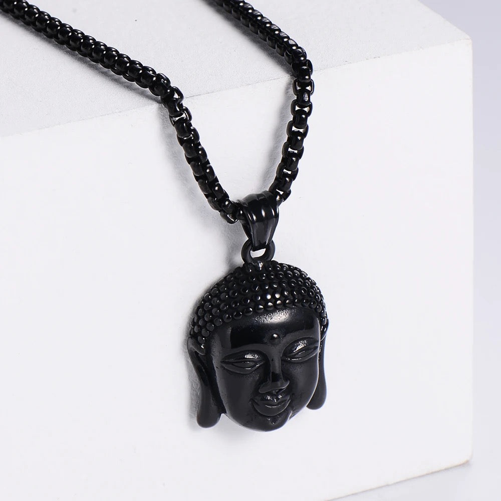 Stainless Steel Buddha Head Necklace