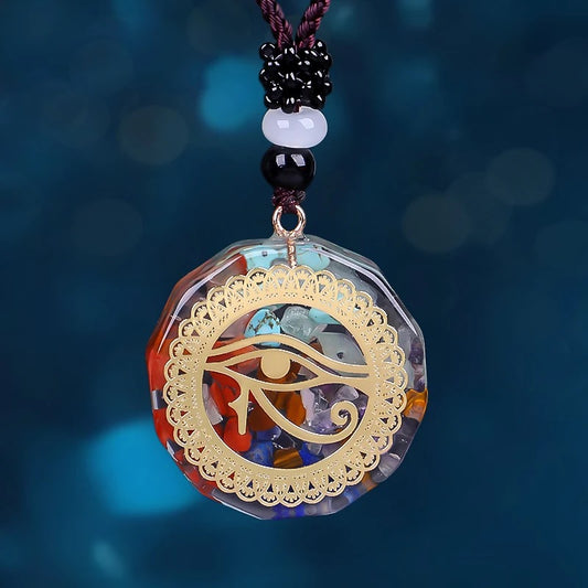 7 Chakra Orgonite Chip Eye Of Horus Rope Necklace