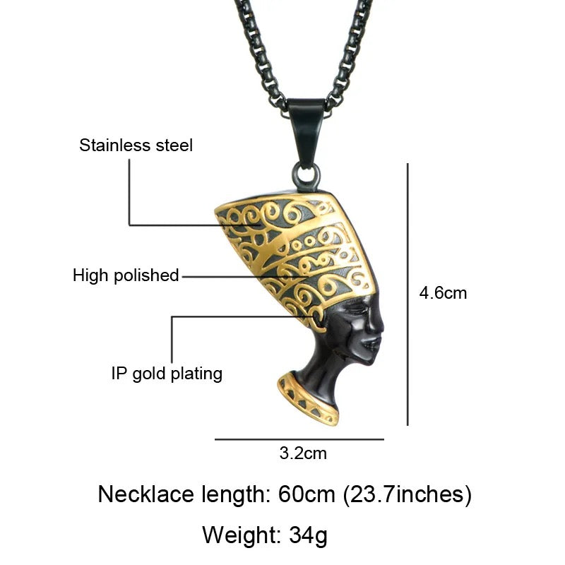 Stainless Steel Egyptian Queen Nefertiti Necklace