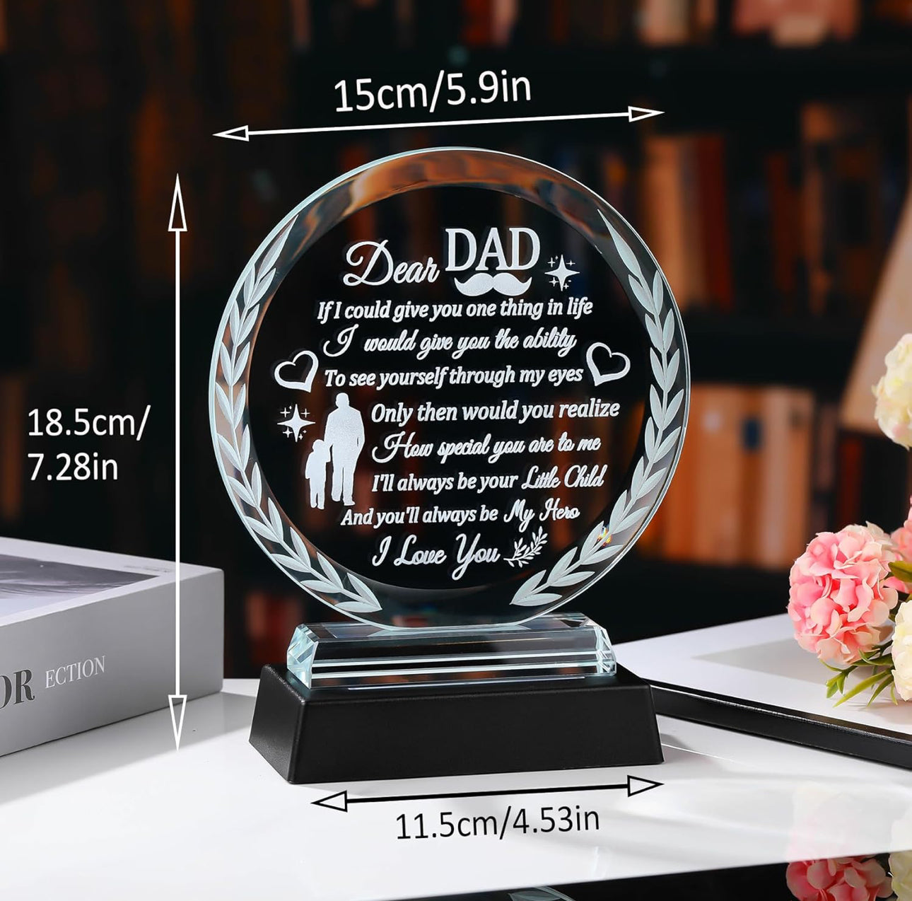 Father’s Love 3D K9 Glass Crystal 3D Laser Engraved Lamp Will
