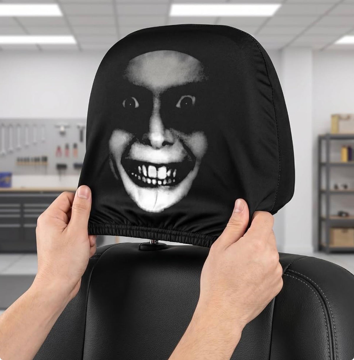 Halloween Scary Face Car Headrest Covers – 2 Piece Set