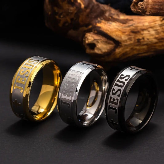 Stainless Steel “Jesus” Religious Christian Rings