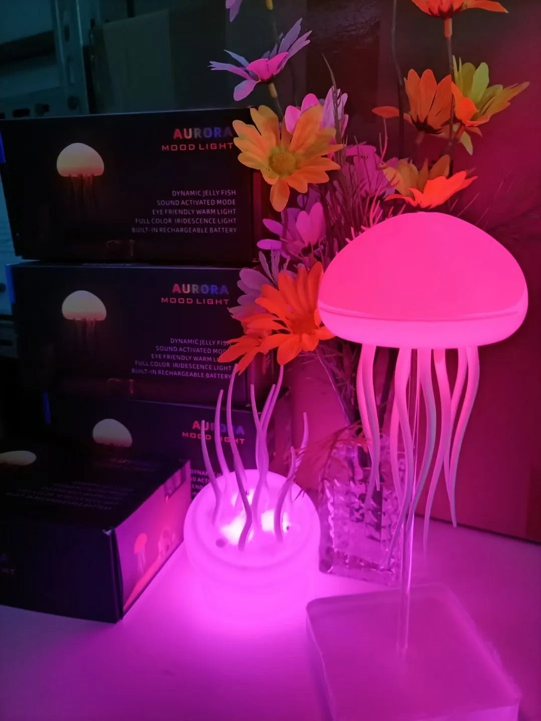 Sound Recognition Aurora RGB Gradient LED Jellyfish Dancing Legs Lamp