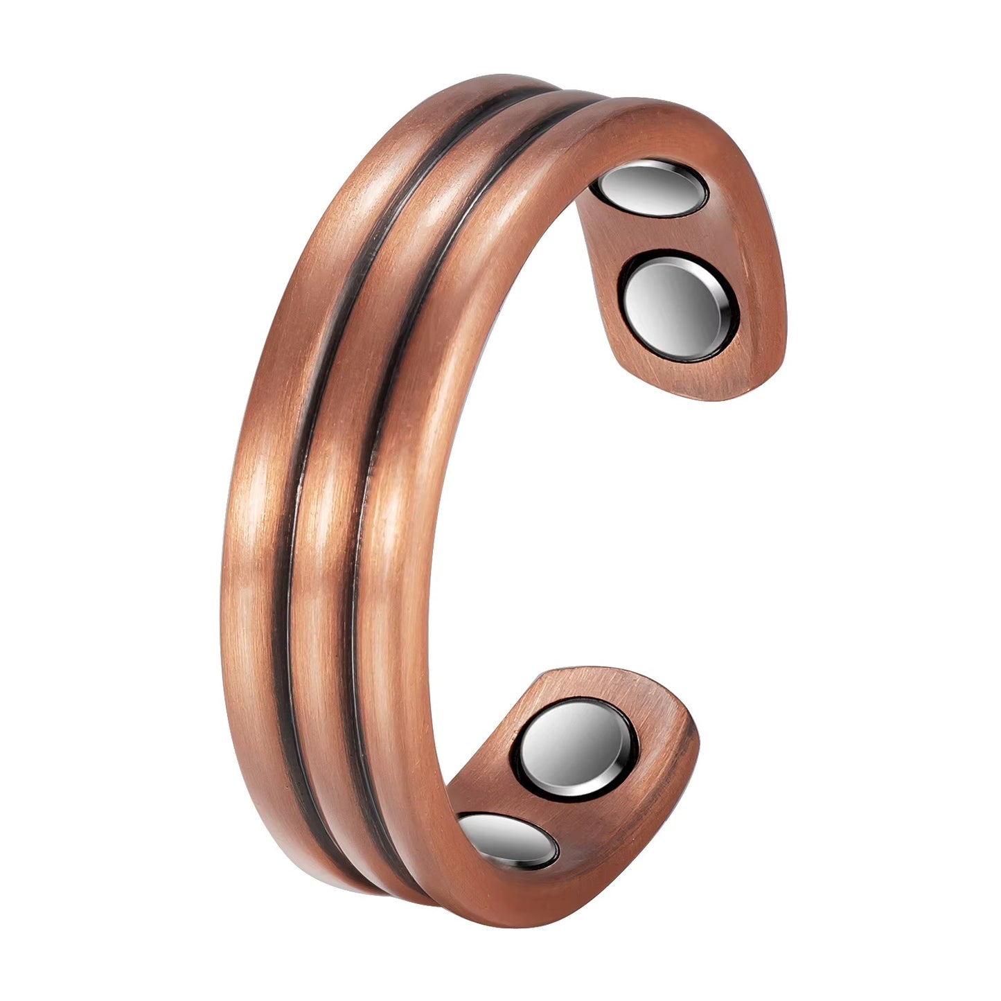 Adjustable Ultra Strength Pure Copper Magnetic Bracelet & Ring Set  (99.99% Copper)