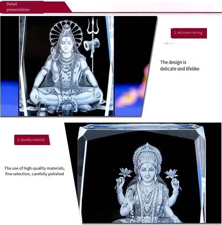 K9 Glass Crystal 3D Laser Engraved Hindu God Lamp (Mother Lakshmi)