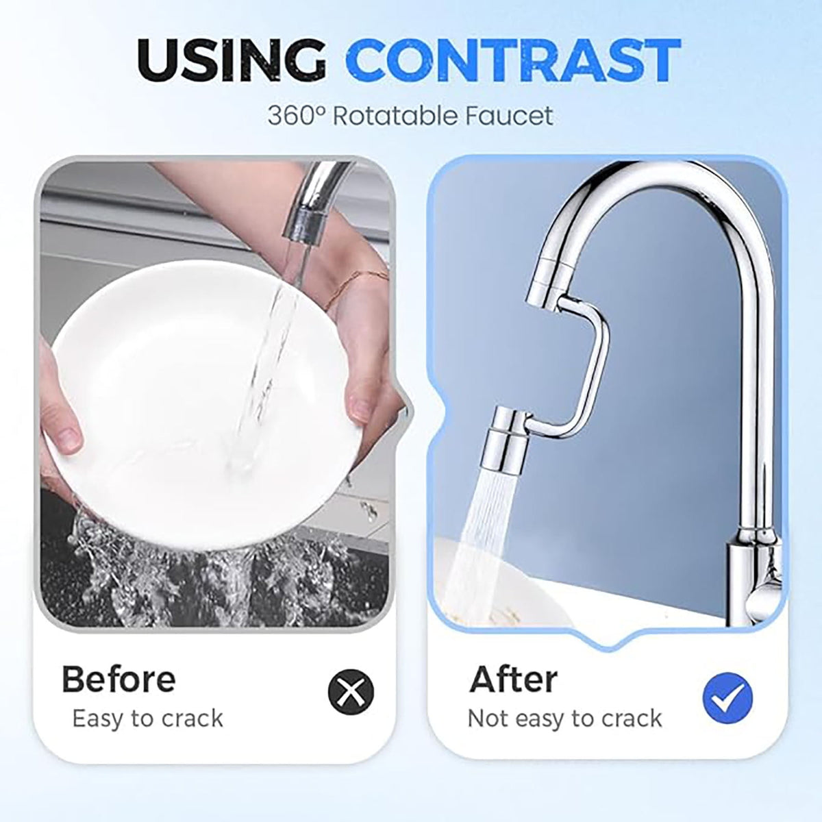 360° Stainless Steel Faucet Extender and Aerator with 2 Spray Modes