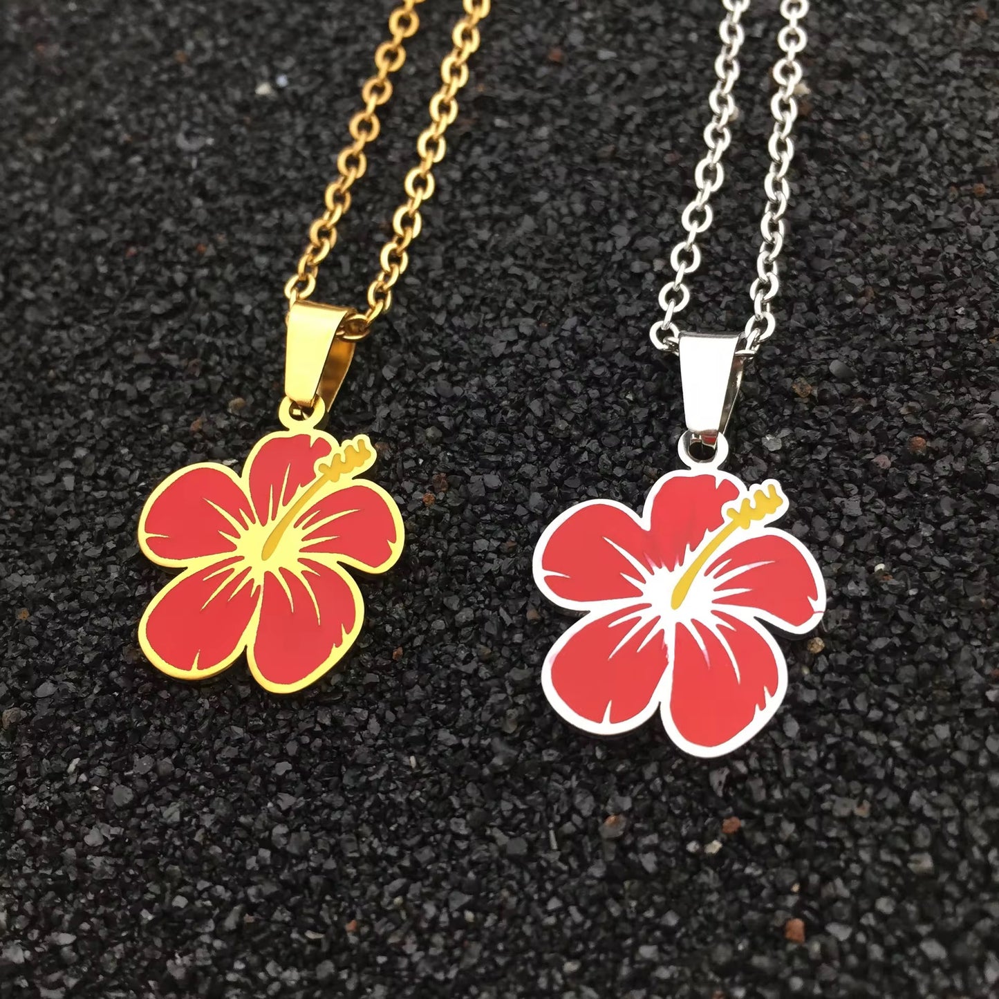 Stainless Steel Hibiscus Necklace