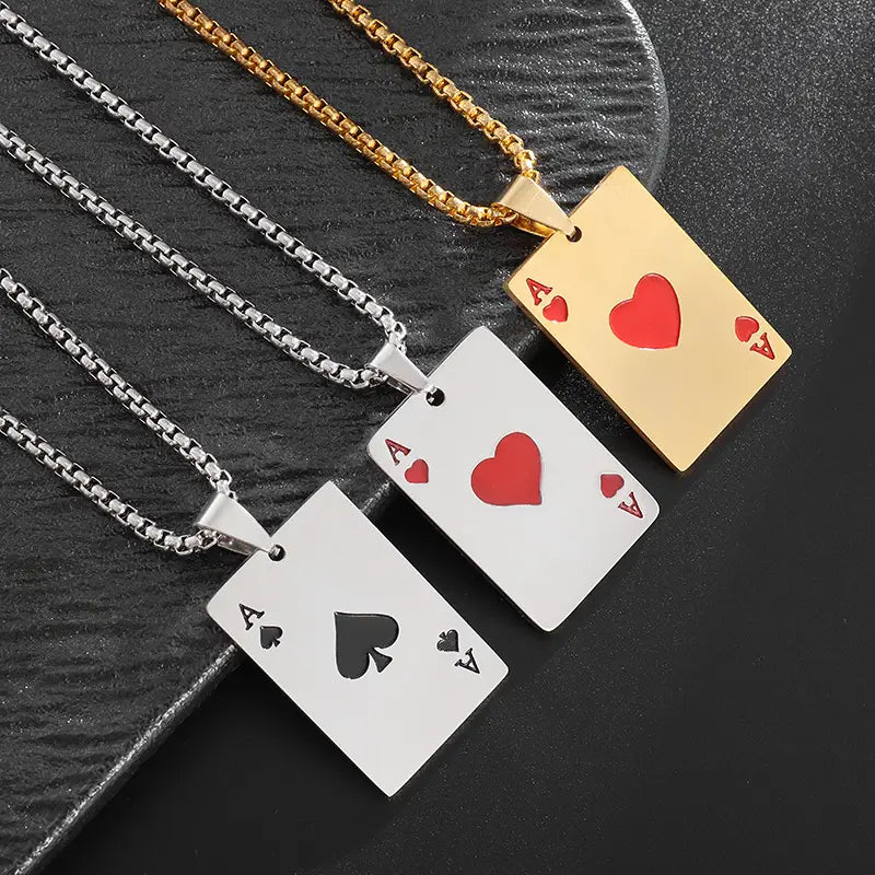 Stainless Steel Ace Of Spades Necklace