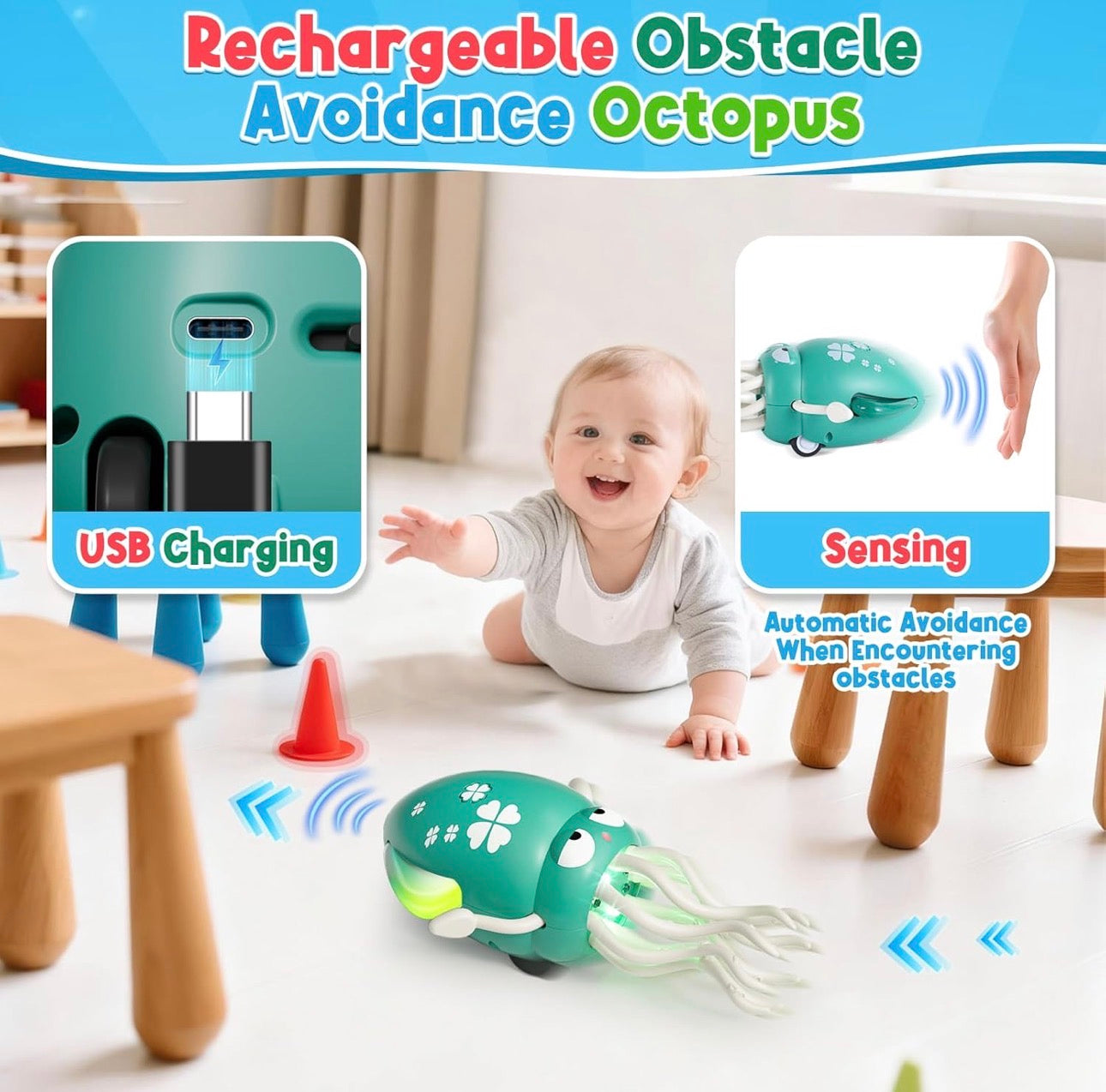 Kids Electronic Dancing & Crawling Squid Toy with Music