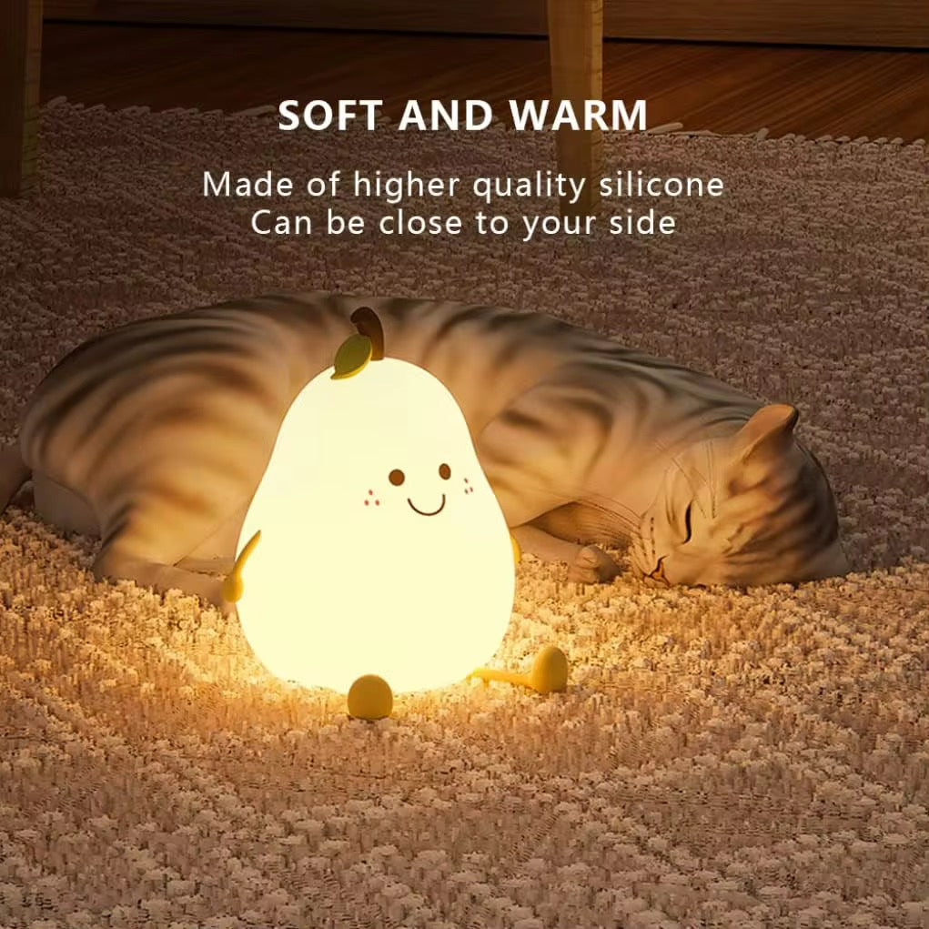 Adorable Squishy Silicone Night Light (Pear)