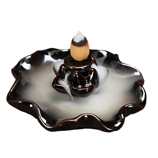 Ceramic Mini Back-Flow Incense Holder + 10 Free Incense Cones