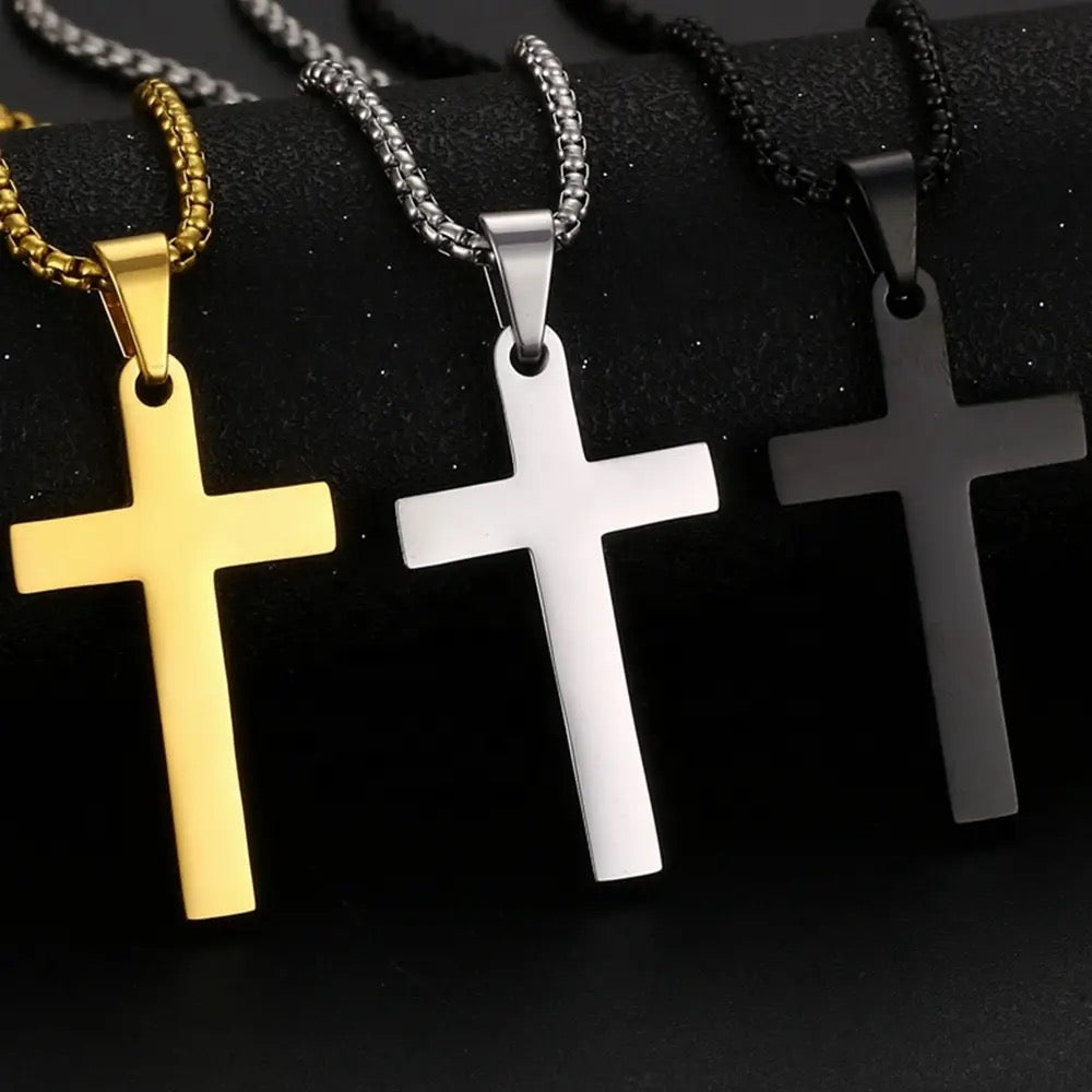 Customizable Stainless Steel Cross Necklace with Engraving