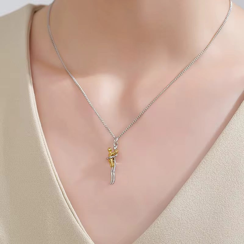 Stainless Steel Mother & Child Unity Love Hug Necklace