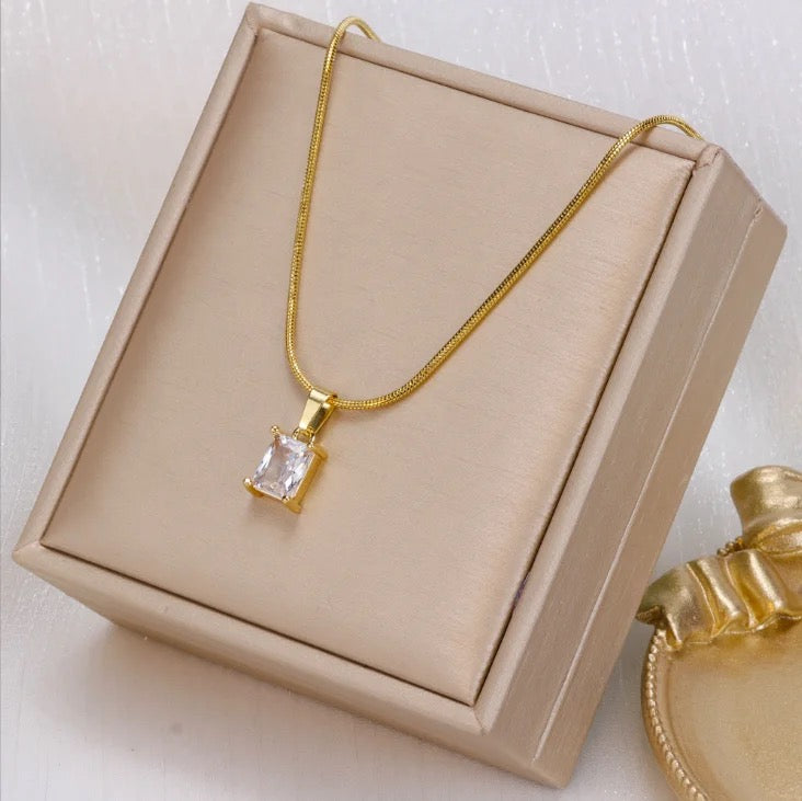 Stainless Steel Zircon Stone Necklace