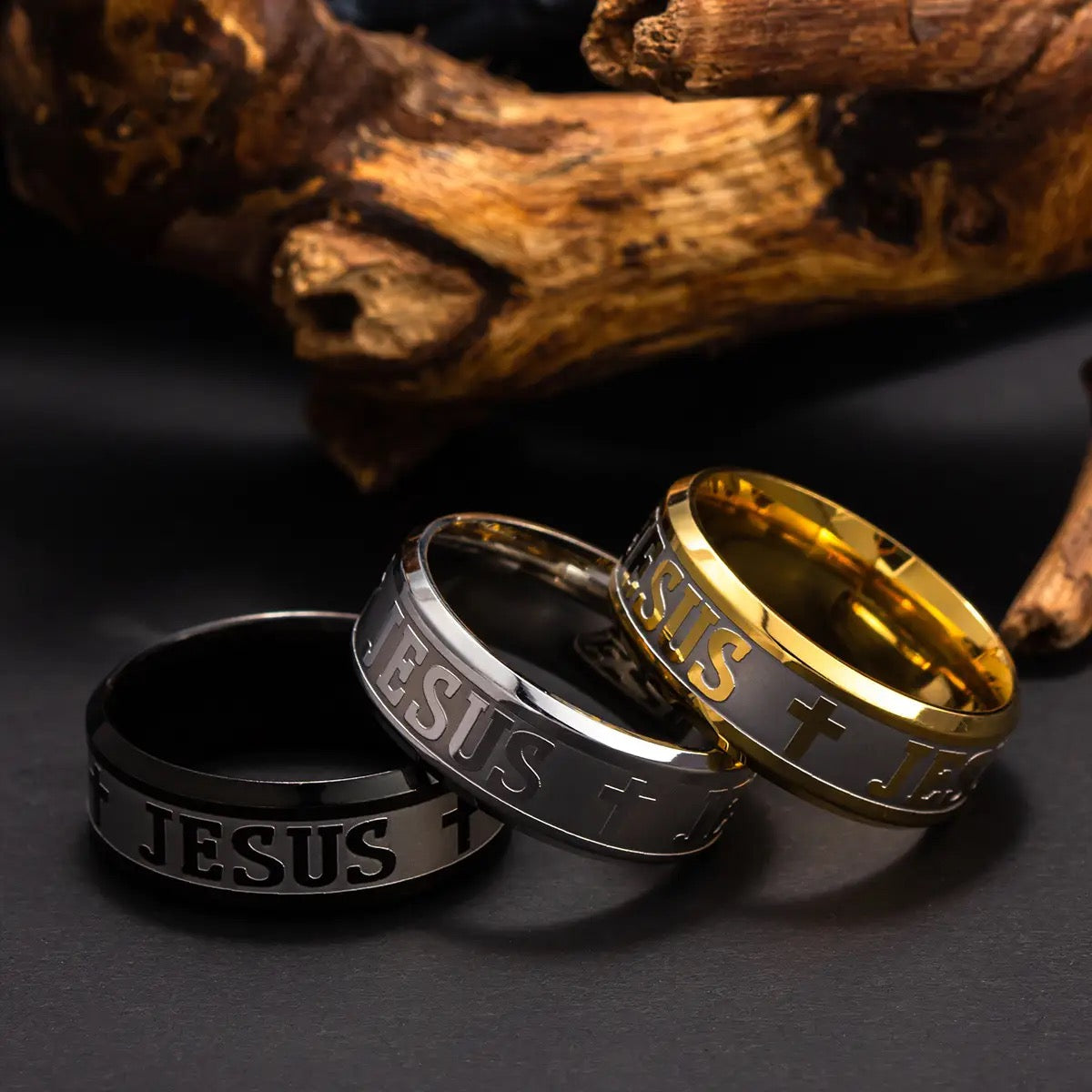 Stainless Steel “Jesus” Religious Christian Rings