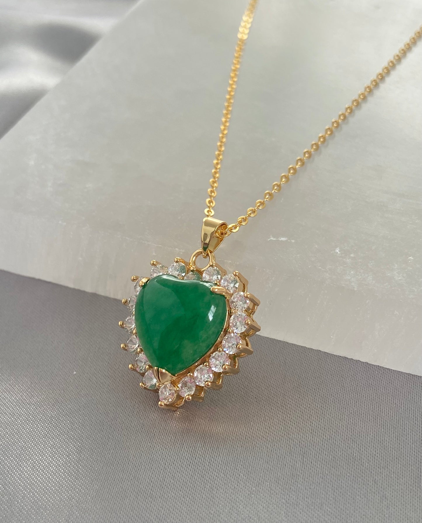 Natural Jade Queen Heart Necklace