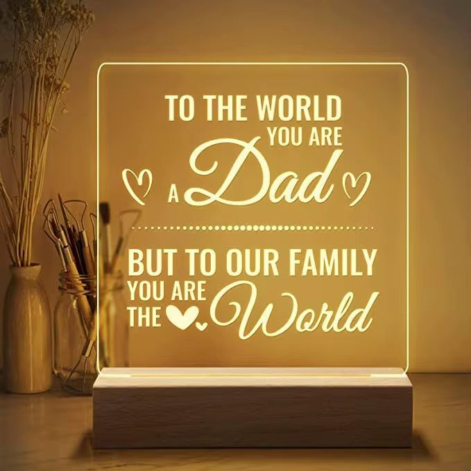 Father’s Love 3D Acrylic Night Lamp With Wooden Base