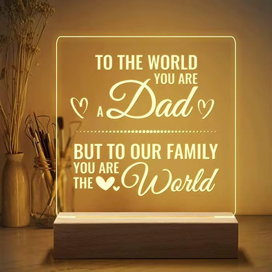 Father’s Love 3D Acrylic Night Lamp With Wooden Base
