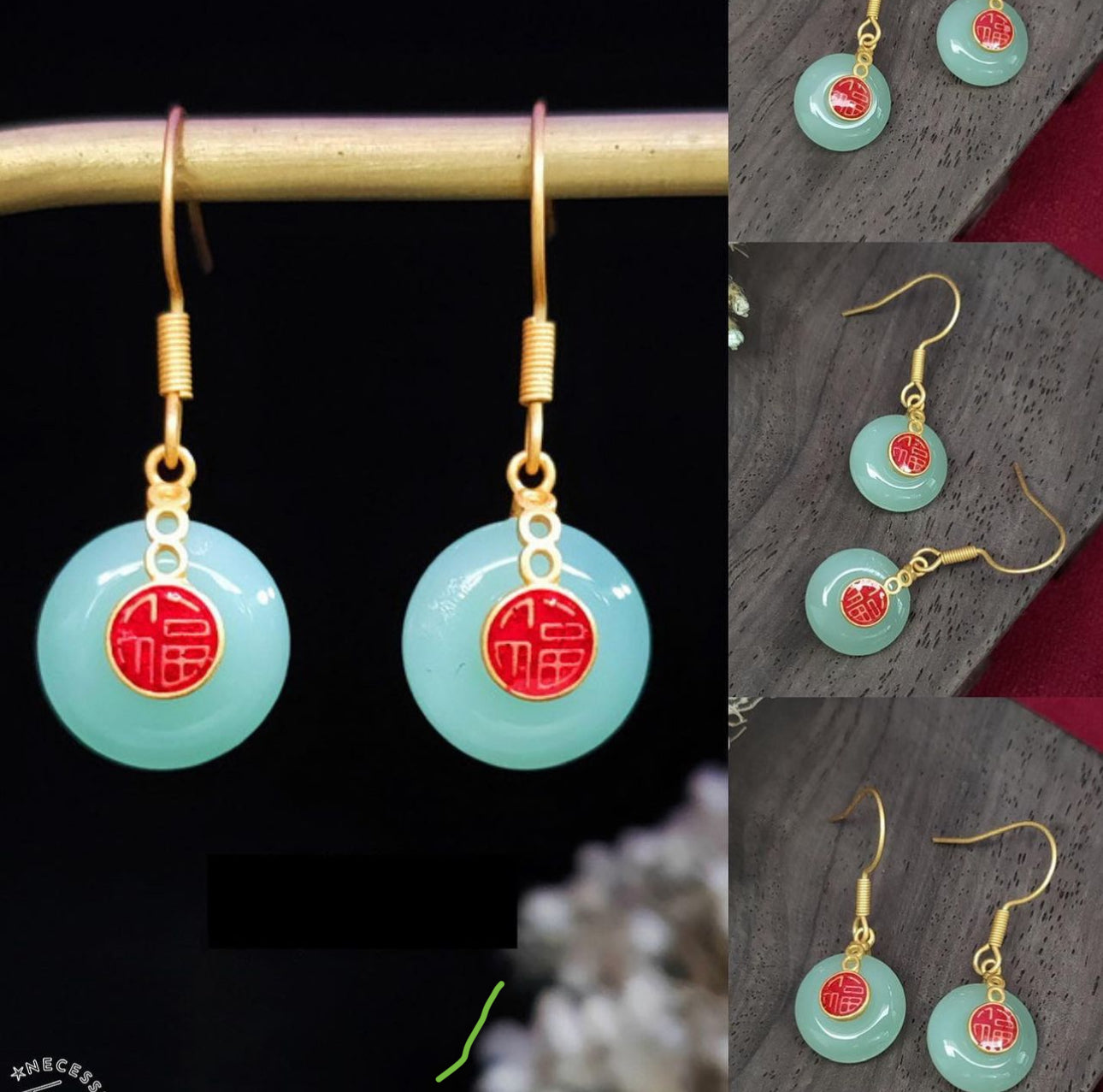 Women Jade Blessings Earrings