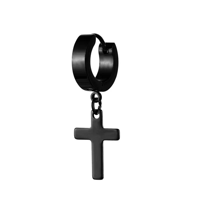 Unisex-Men’s Stainless Steel Cross Earrings