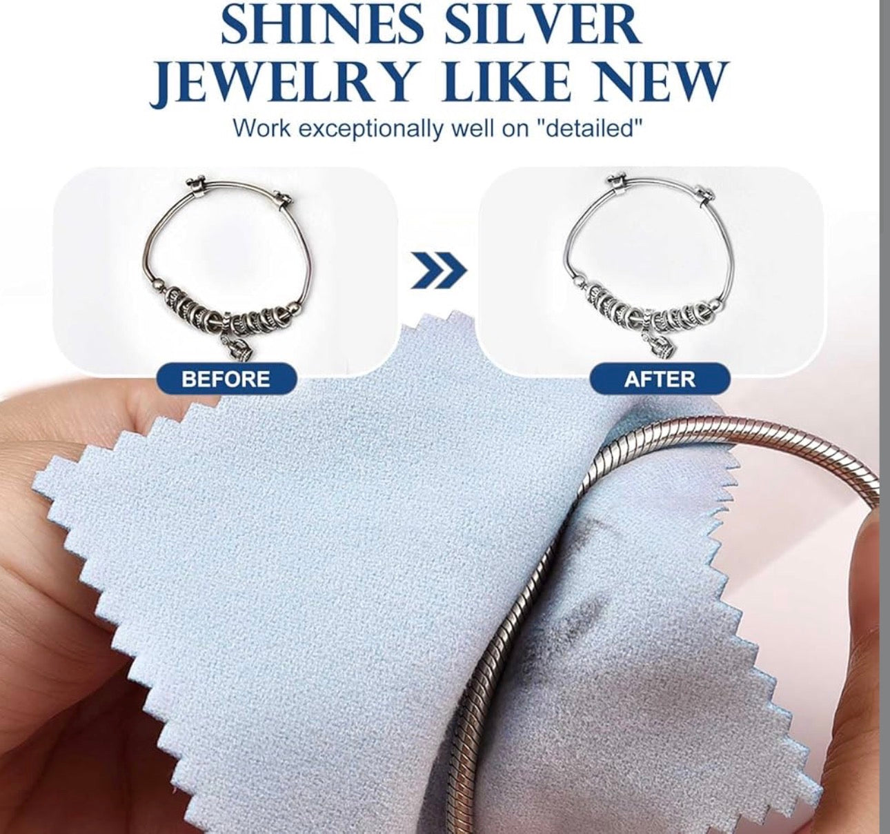 Blue Micro Fiber Jewelry Cleaning Cloth Blue 8x8cm (5pk)