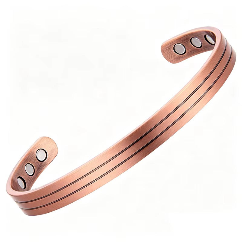 Adjustable Ultra Strength Pure Copper Magnetic Bracelet & Ring Set  (99.99% Copper)