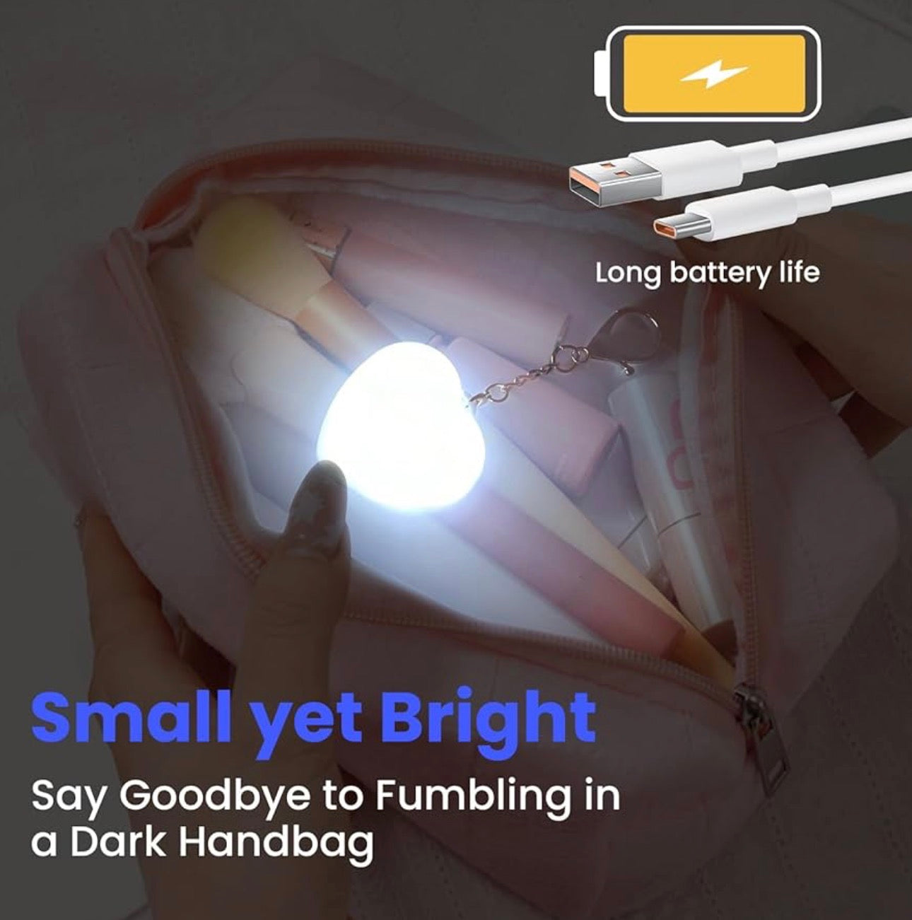 LED Heart Hand Bag Sensor Touch Lamp (USB Rechargeable)