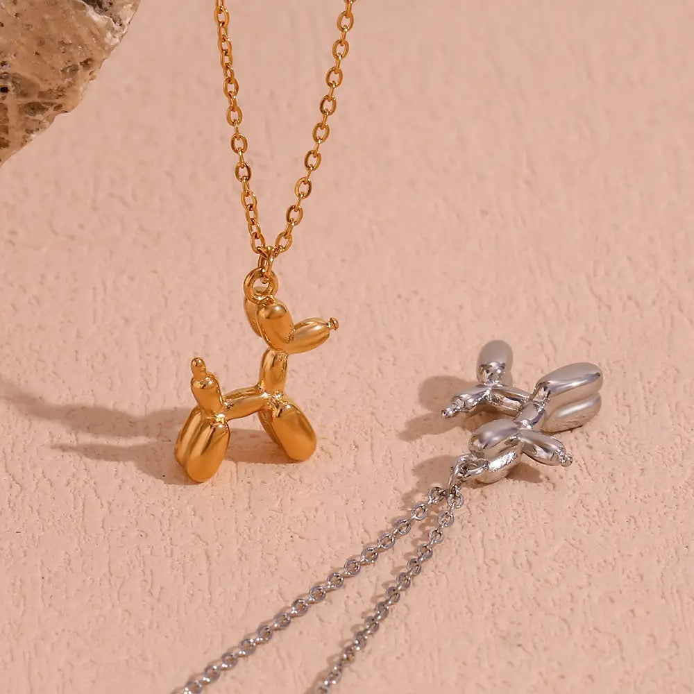 Stainless Steel Cute Animal Balloon Dog  Necklace