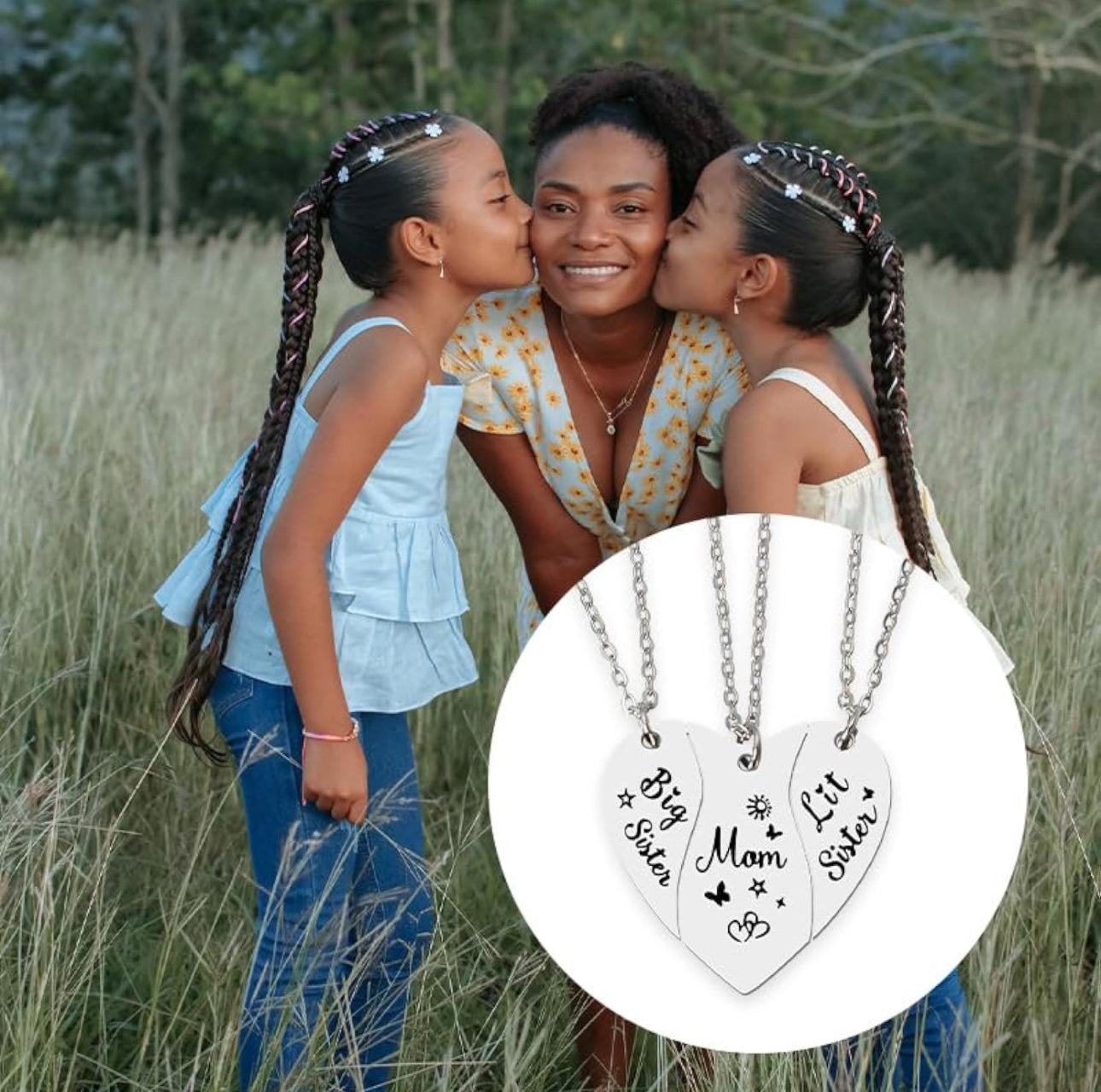 Stainless Steel Daughters and Mom Necklace 3pc