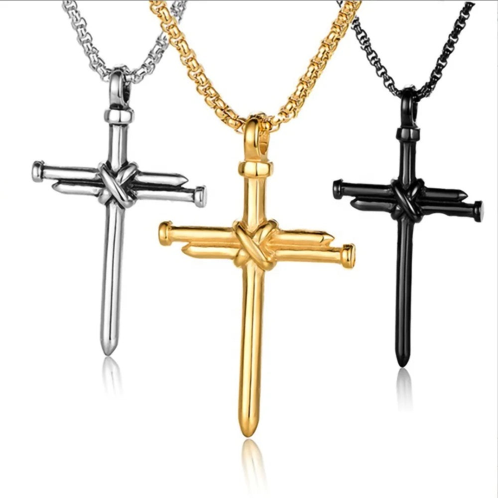 Stainless Steel Nail Cross Necklace