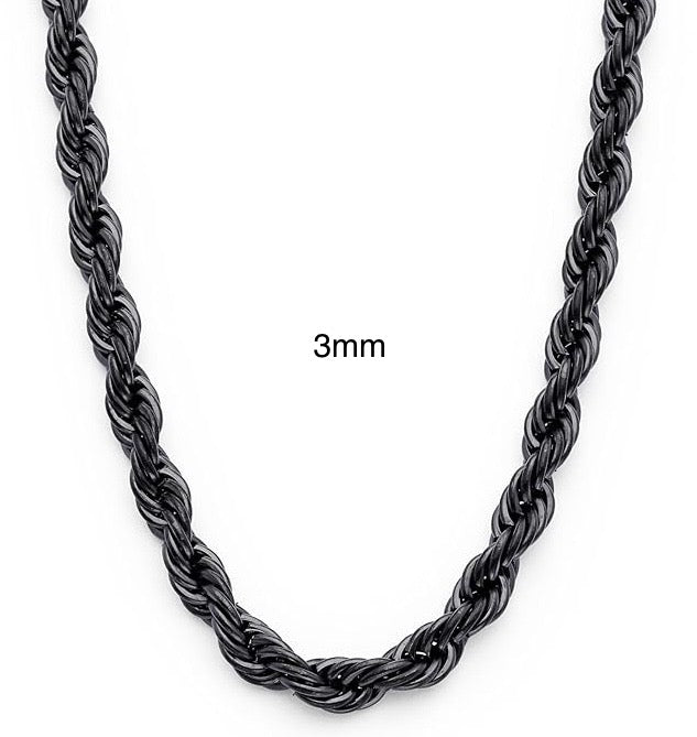 Stainless Steel Black Rope Chain