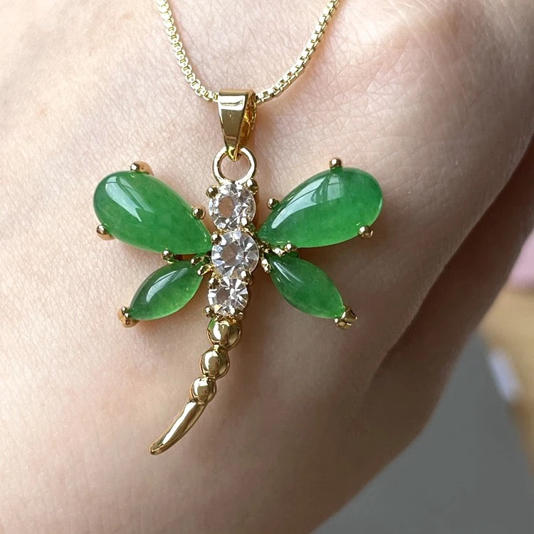 Natural Dragon Fly Jade Necklace