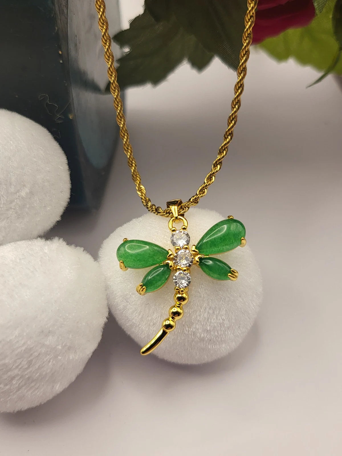 Natural Dragon Fly Jade Necklace