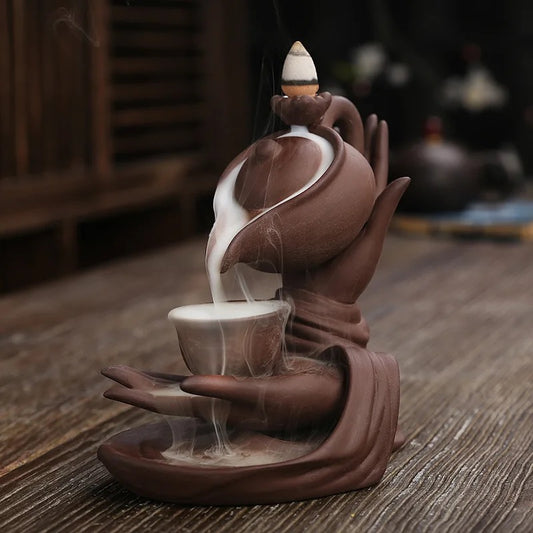 Tea Pot Incense Holder + 10 Free Back-Flow Incense Cones.