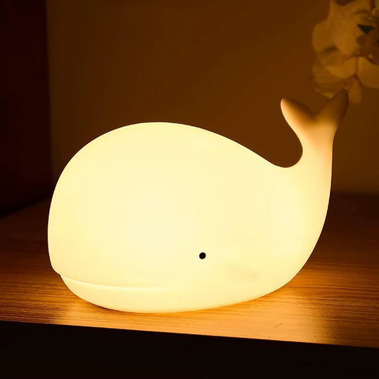 Adorable Squishy Silicone Animal Night Light (Chubby Whale)