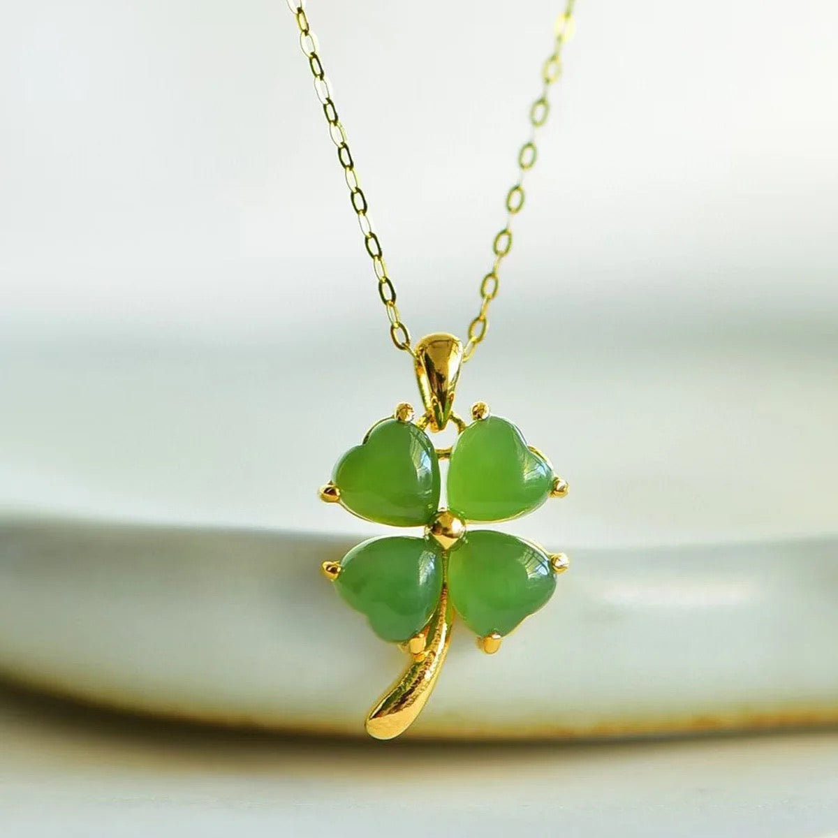 Mini Clover Jade Necklace