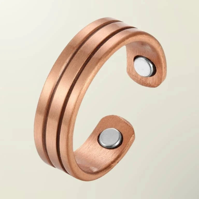Adjustable Ultra Strength Pure Copper Magnetic Bracelet & Ring Set  (99.99% Copper)