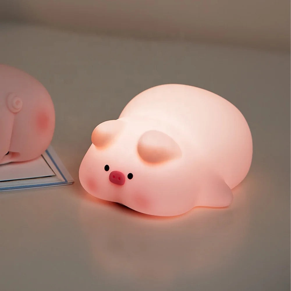 Adorable Squishy Silicone Animal Night Light (Pig)