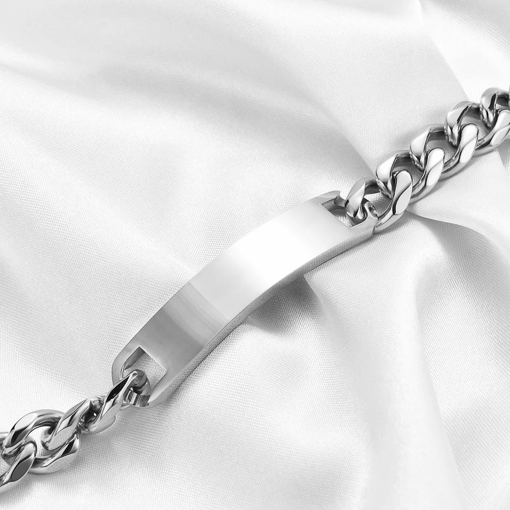 Customizable 18k Gold-Filled Stainless-Steel Cuban Bracelet with Engraving